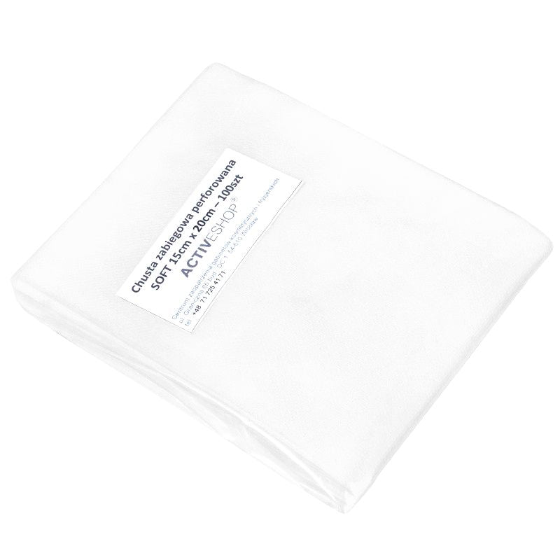 Egyszerhasználatos perforált kezelőkendő 100 db, 15×20 cm, fehér