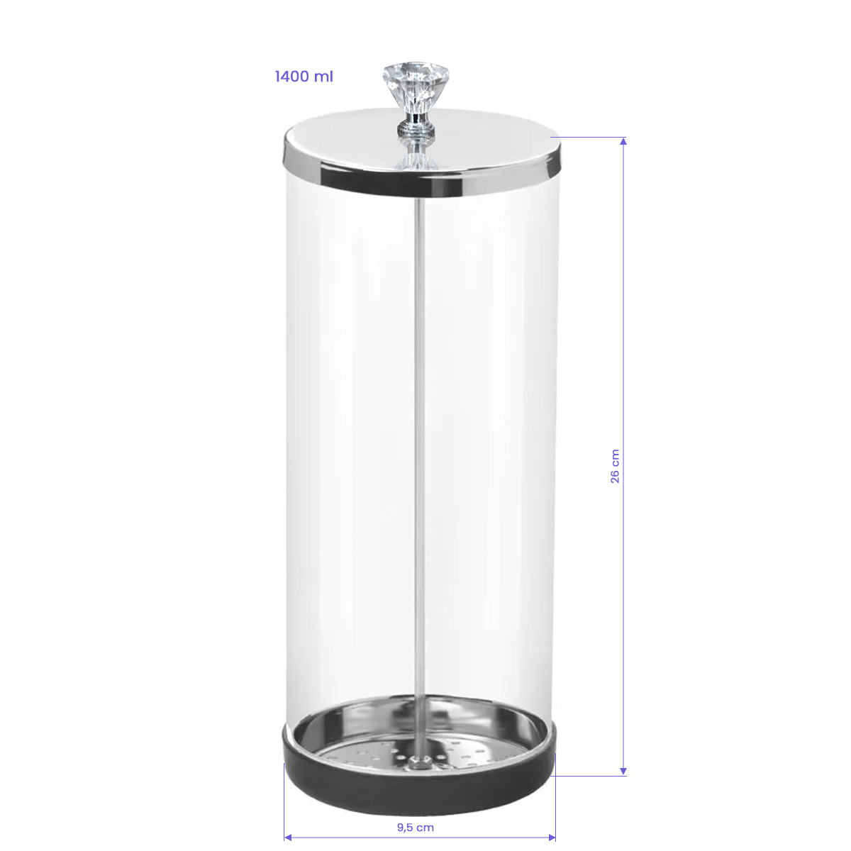 Üveg fertőtlenítő edény eszközökhöz 1400 ml