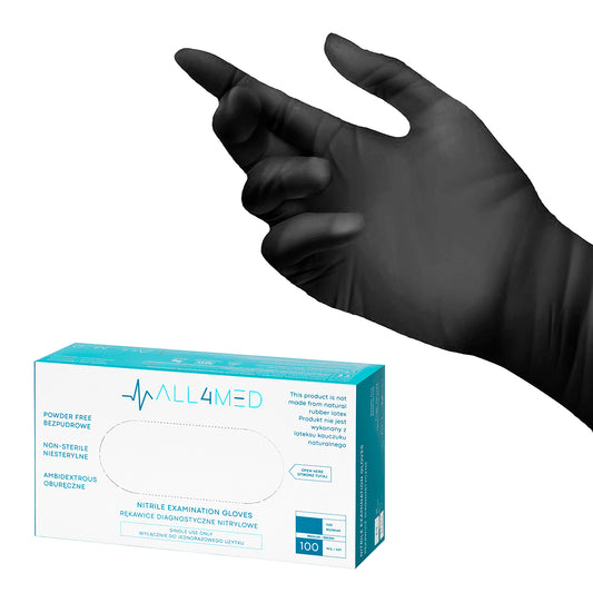All4med egyszerhasználatos nitril vizsgálókesztyű, fekete, L